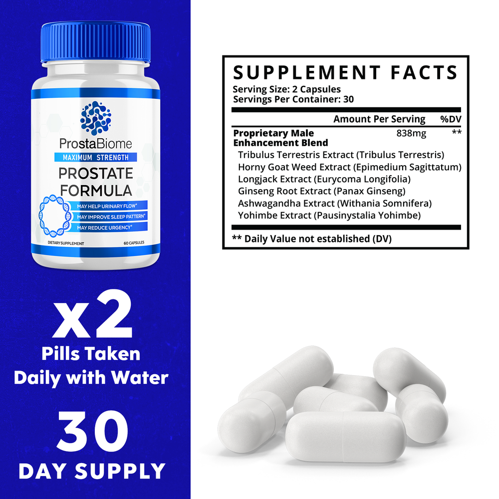 (2 Pack) Prostabiome Maximum Strength Prostate Formula Pills (120 Capsules)
