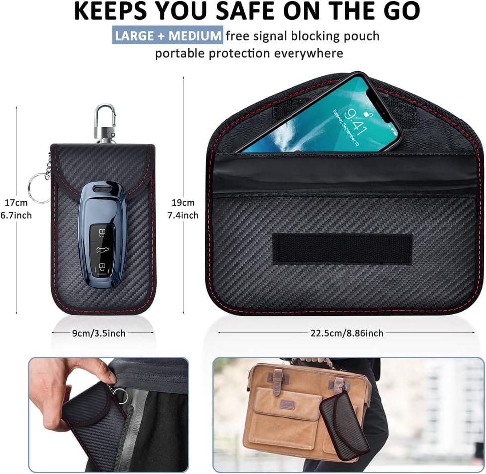 Shielding Case (Includes Faraday Bag for Car Keys, Car Key Signal Blocking Case,