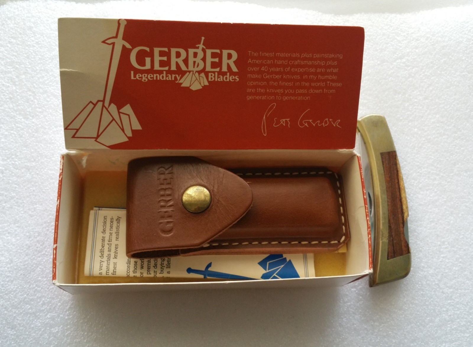 Gerber Sportsman II 2 Pocket Knife Folding Lockback Hunter Vintage + Sheath 80's