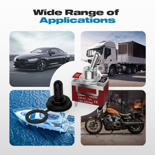 Toggle Switch 12V 30A Heavy Duty ON/Off 2Pin SPST Waterproof Toggle Switch 2Pack