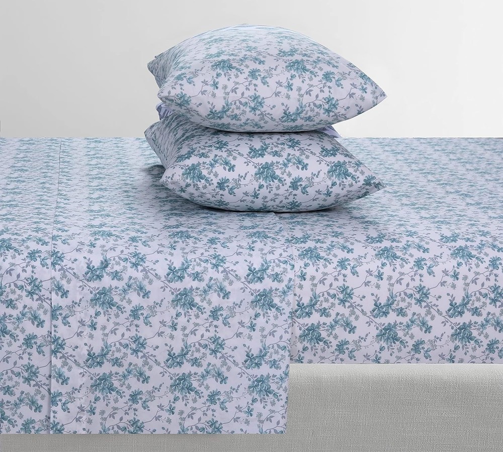 Feather & Stitch Softest 100% Cotton Sheets, 300 Thread Count Percale Weave B...