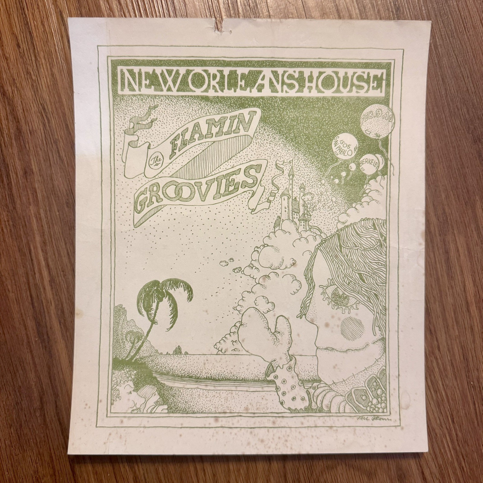 Flamin Groovies New Orleans House 1968 Berkeley Concert Handbill NICE Paul Brown