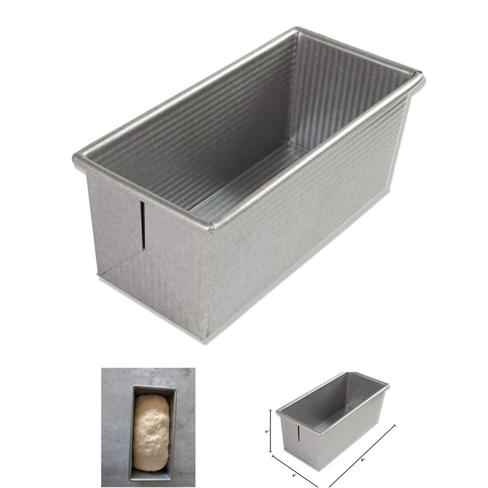 9 x 4 Inch Non-Stick Pullman Loaf Pan - Durable Aluminized Steel Bakeware
