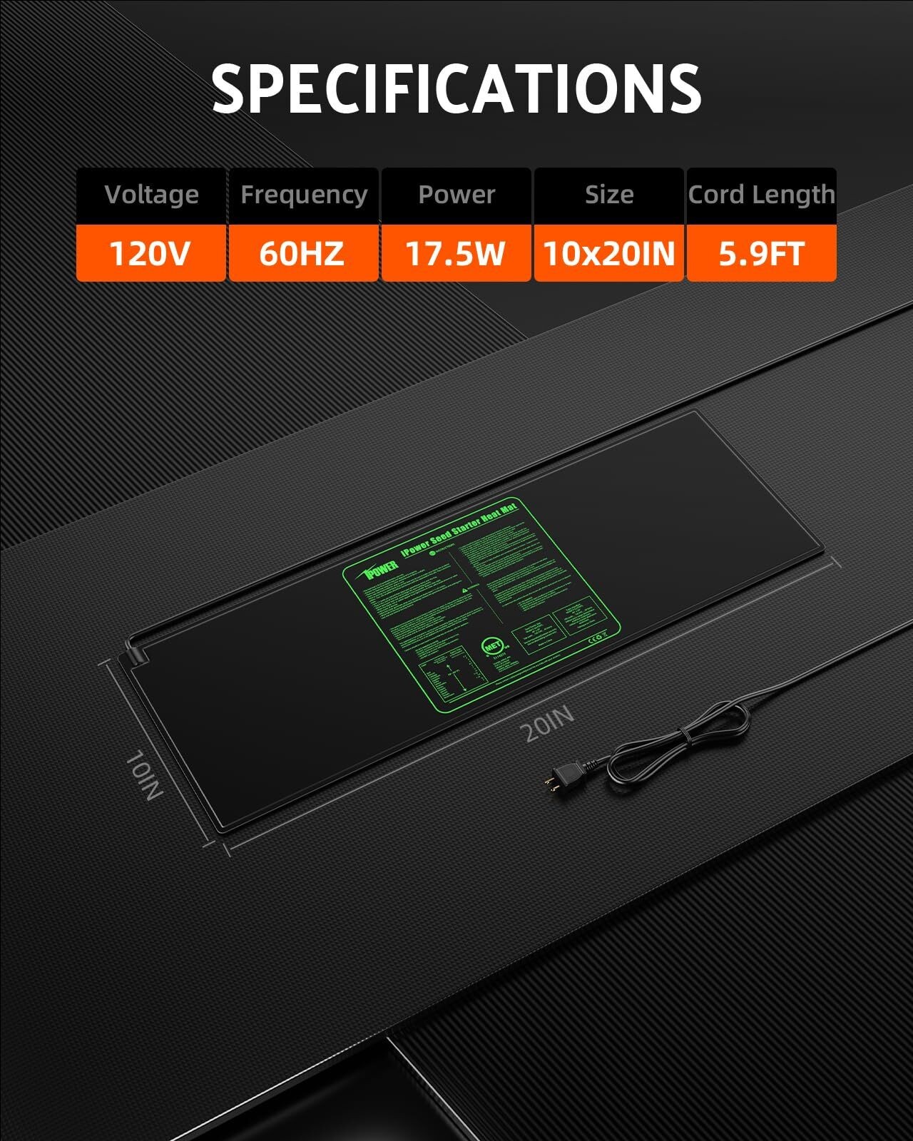 10" x 20" Seedling Heat Mat Warm Hydroponic Heating Pad for Greenhouse 2 Pack