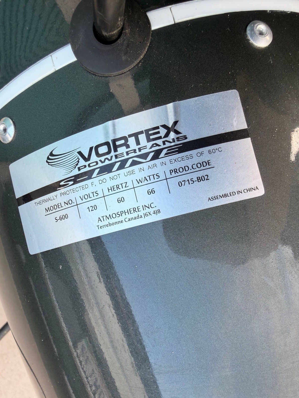 Vortex S-Line S-600 6” Inline Duct Fan 120V Ventilation Exhaust Fan