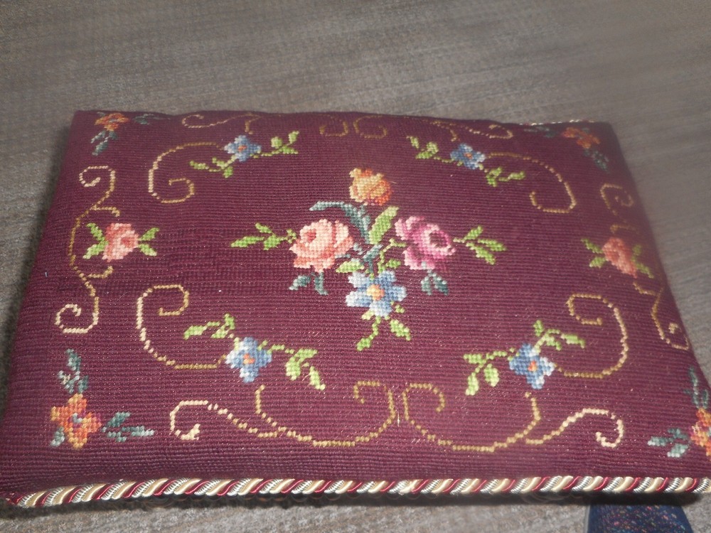 Vintage Needlepoint Stool 13x17 H10.5