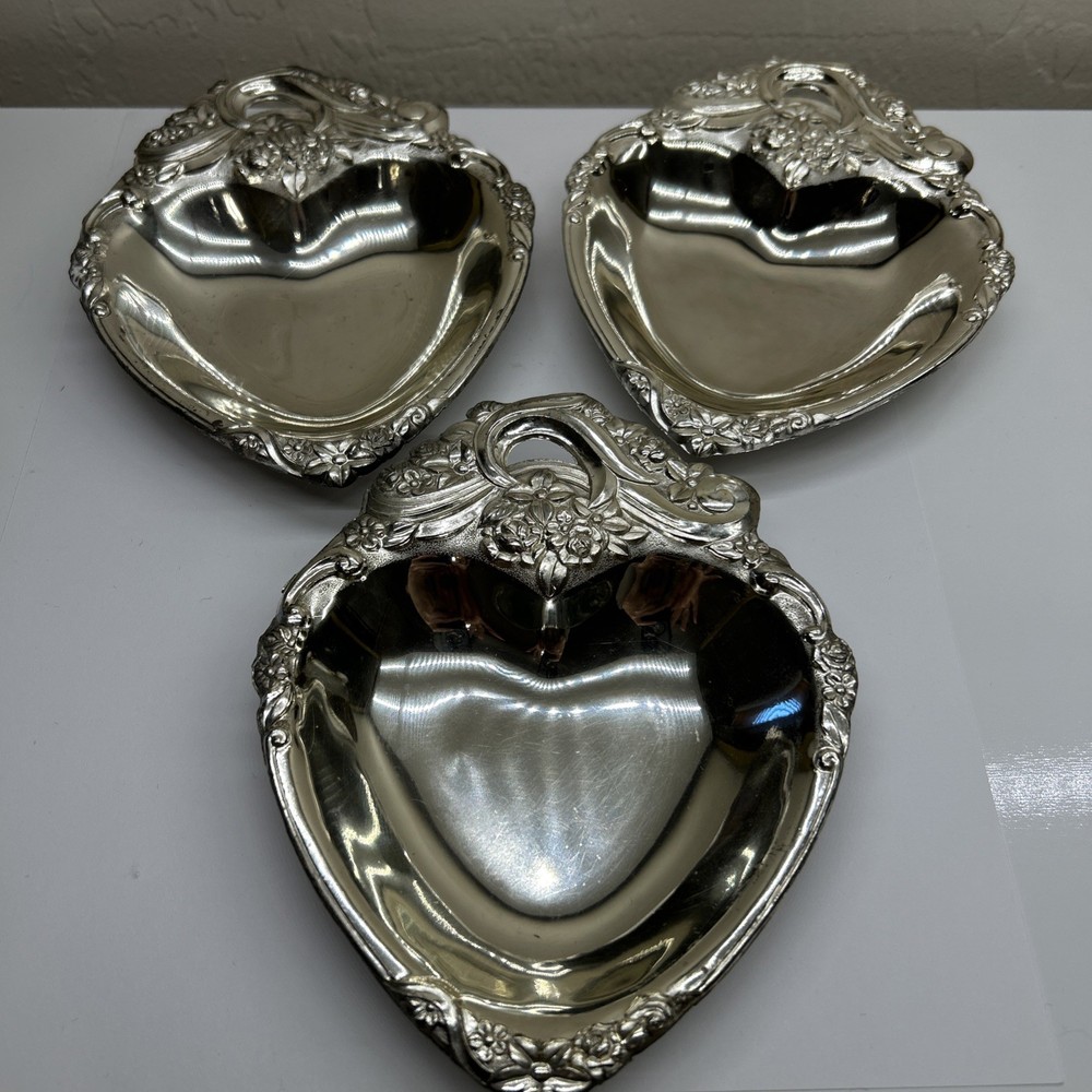 Raimond Japan Heart Shaped Candy Trinket Or Jewelry Dish Vintage Silver Plated
