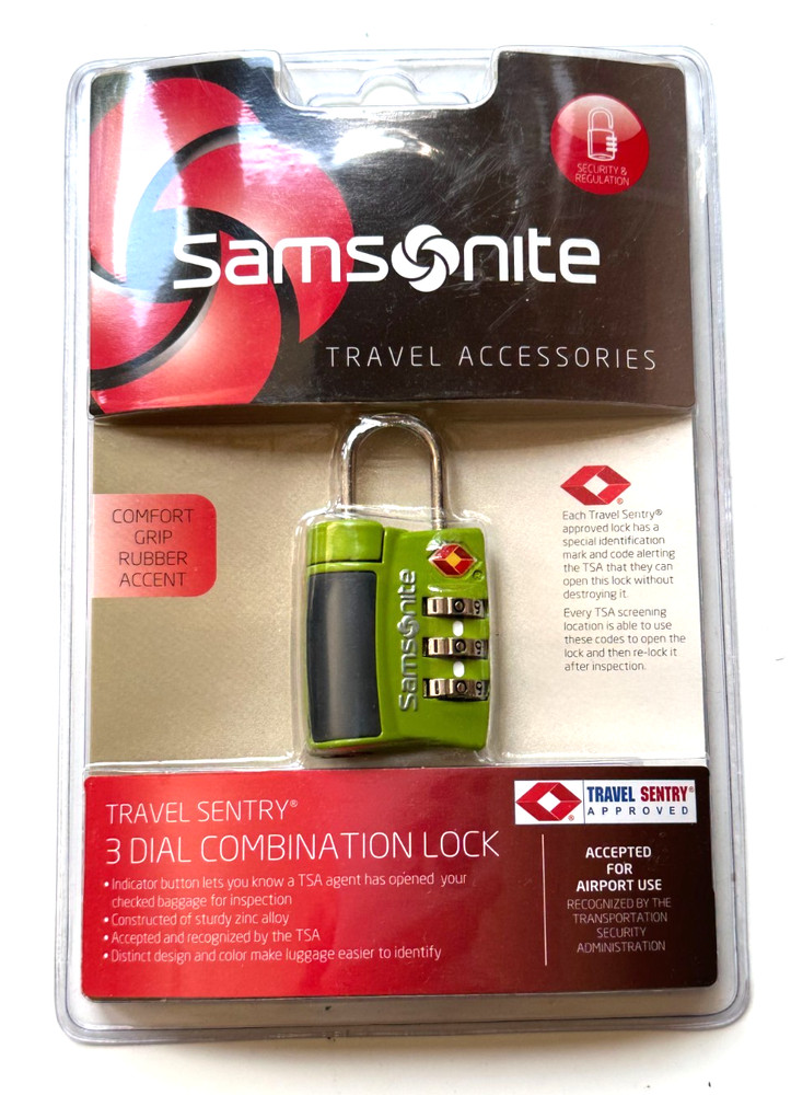 Samsonite 3 Dial Combination Lock - Neon Green - New in Packaging
