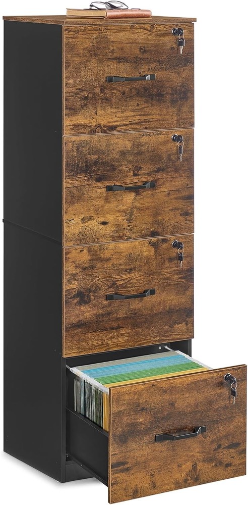 Vertical File Cabinet 4 Drawer Rustic Brown