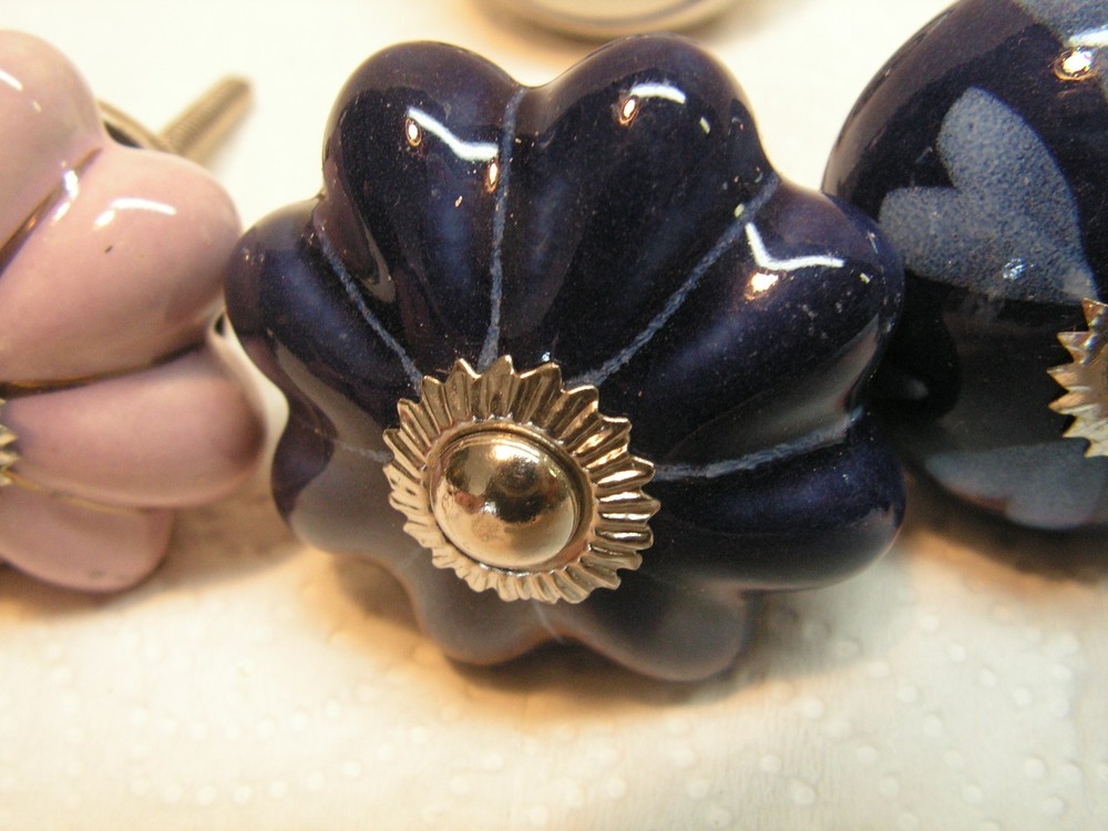 15 Vintage Porcelain Drawer Pull Handle Mostly Flower Floral Cabinet Knobs NICE!
