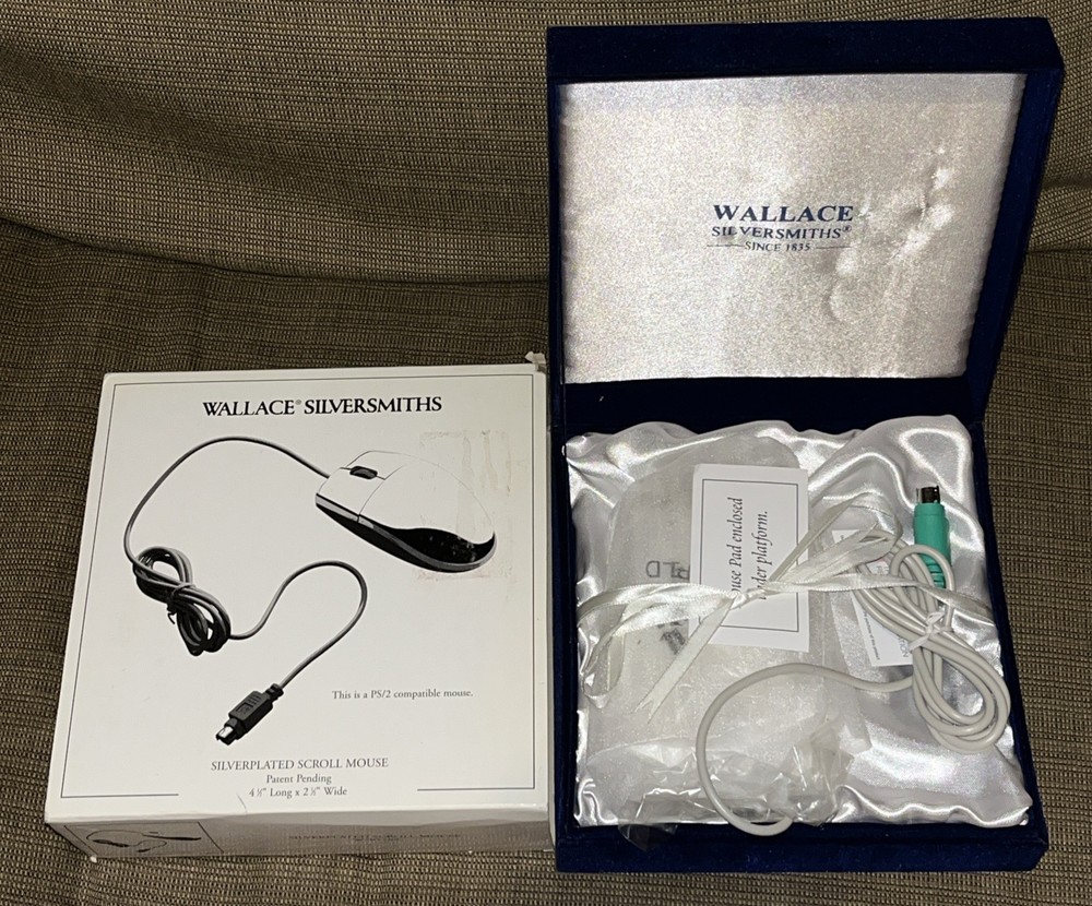NIB New WALLACE SILVERPLATED "SILVER MOUSE" & PAD FOR COMPUTER IN GIFT BOX