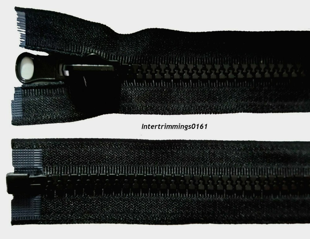 ZIP BLACK, REVERSIBLE PULLER, CHUNKY PLASTIC TEETH, OPEN END, NO 5,VARIOUS SIZES