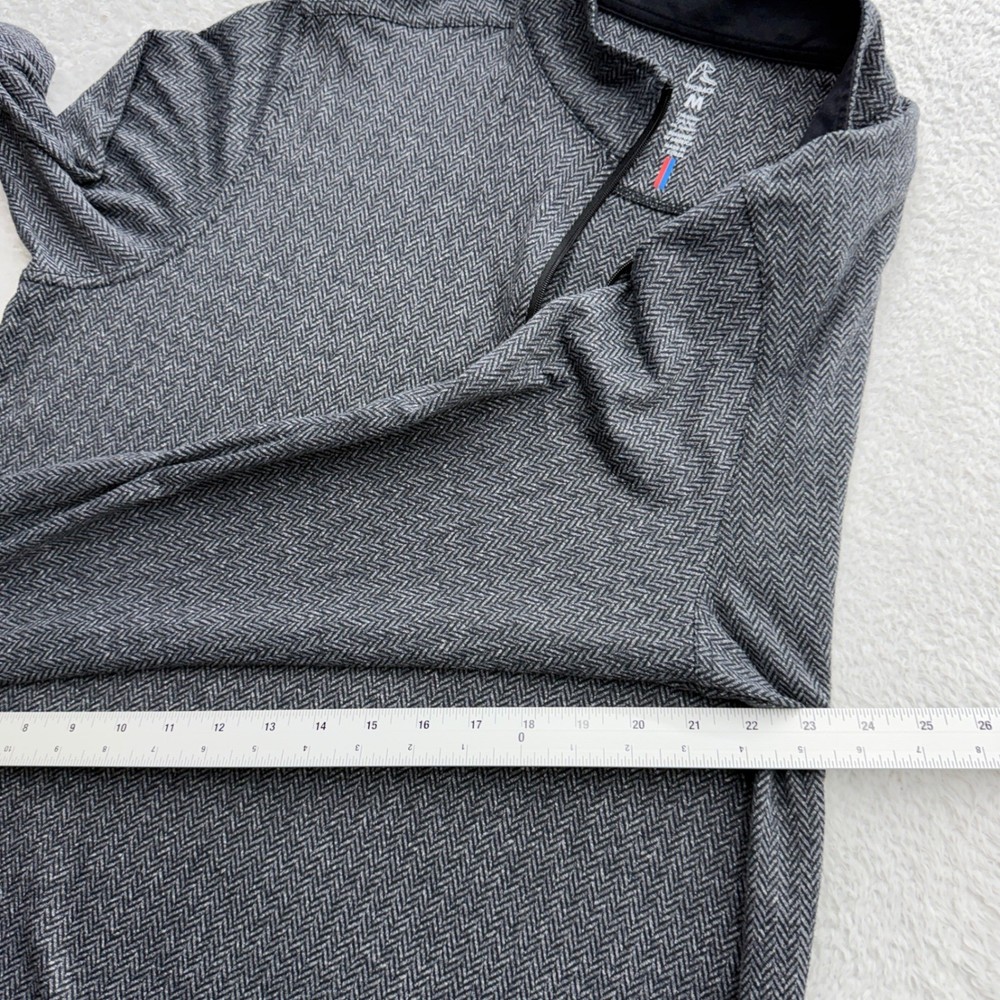 Rhoback Mens Grey Herringbone Quarter Zip Pullover Performance Golf Top Size M