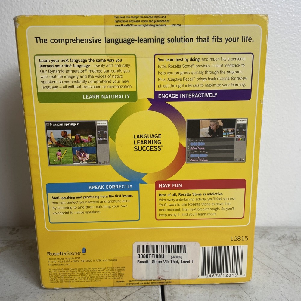 Rosetta Stone V2: Thai Level 1 for Windows and Mac SEALED
