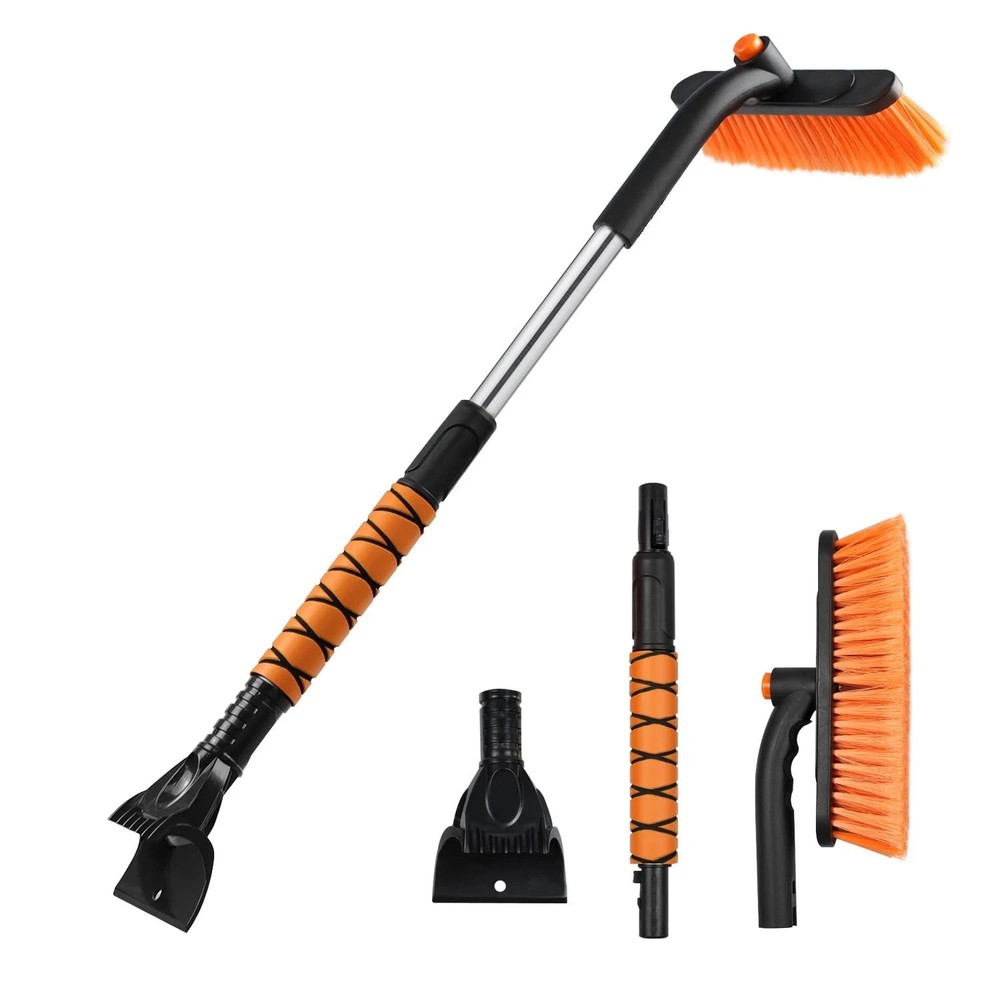 33" Extendable Snow Brush and Ice Scraper for Car Windshield, 2-in-1 Car Snow...