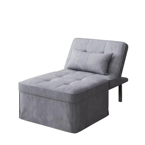 4 In 1 Folding Ottoman Polyester Blend Couch Bed With Adjustable Backrest Chair