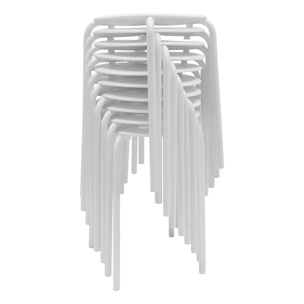 Stack Stools White Chairs for Classroom Students Seats 17.7in Office Home 10PCS