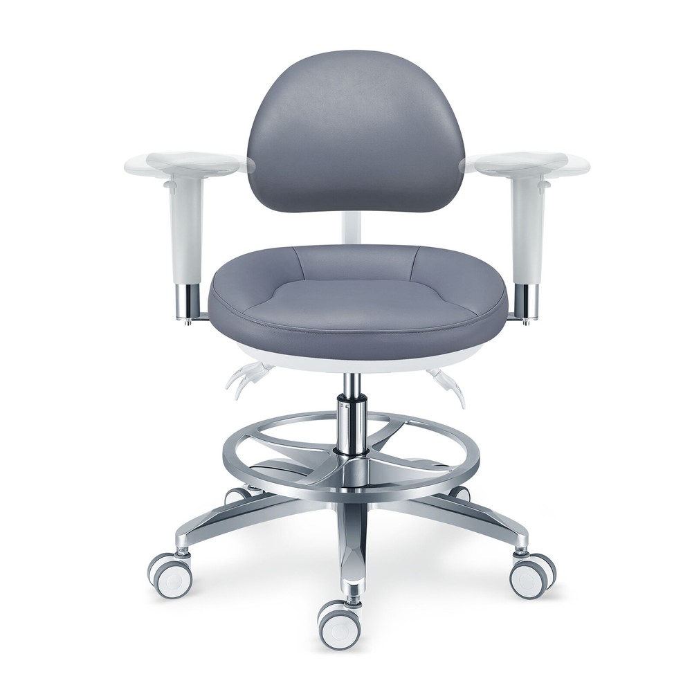 Adjustable Microfiber Leather Cushion Microscope Doctor's Chair with Armrests US