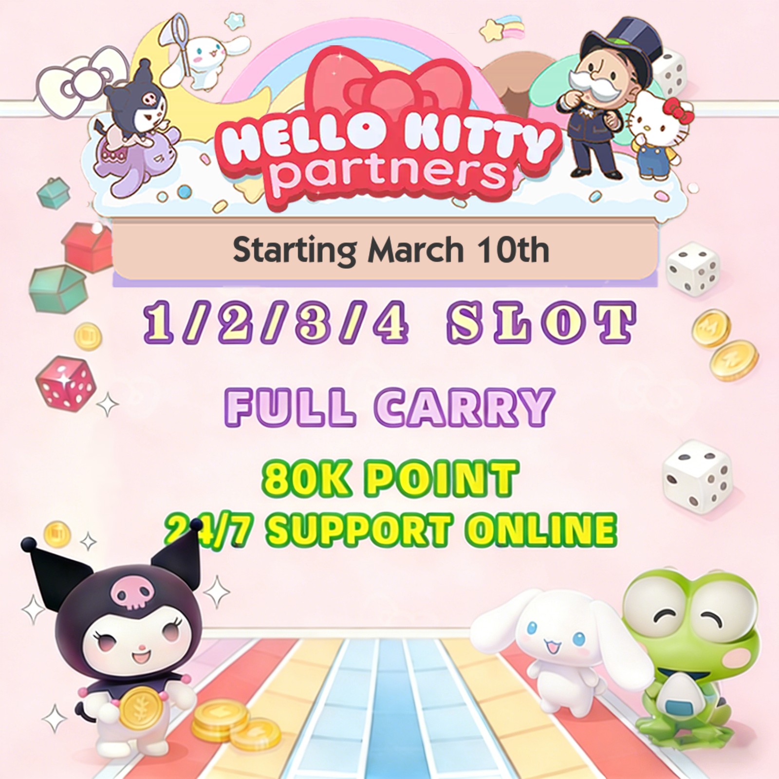 Mono-poly Go Partners Event 🎀 HELL0- Kℹ️TTY Partners Slot Full Carry⚡Fast Cheap