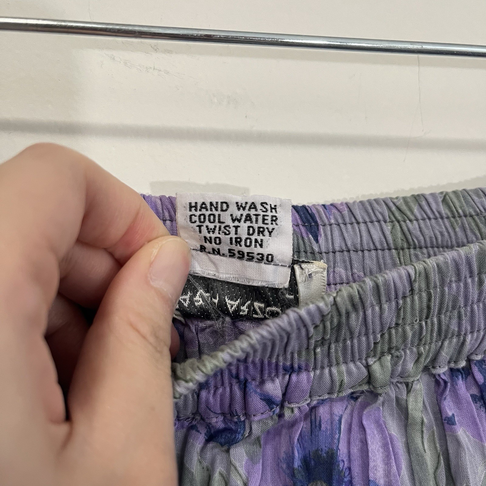 VTG Women 90s Cotton Floral Broomstick Tiered Maxi Skirt 2X Cottagecore Purple