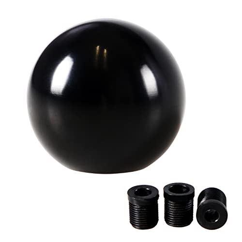 Universal Round Ball Gear Shift Knob,Chrome Finish Aluminum Shifter Knobs Black