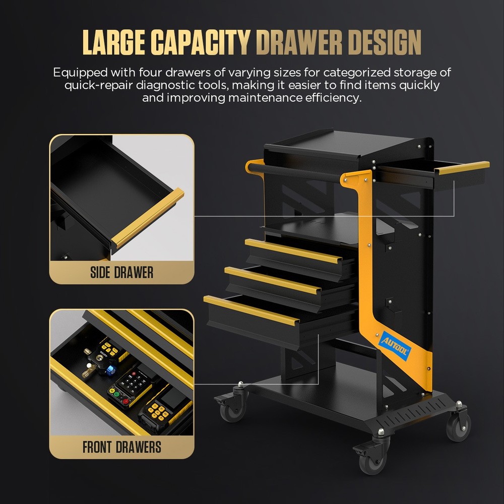 ECU Flash Reprogramming Power Supply Car Battery Charger with Rolling Tool Cart