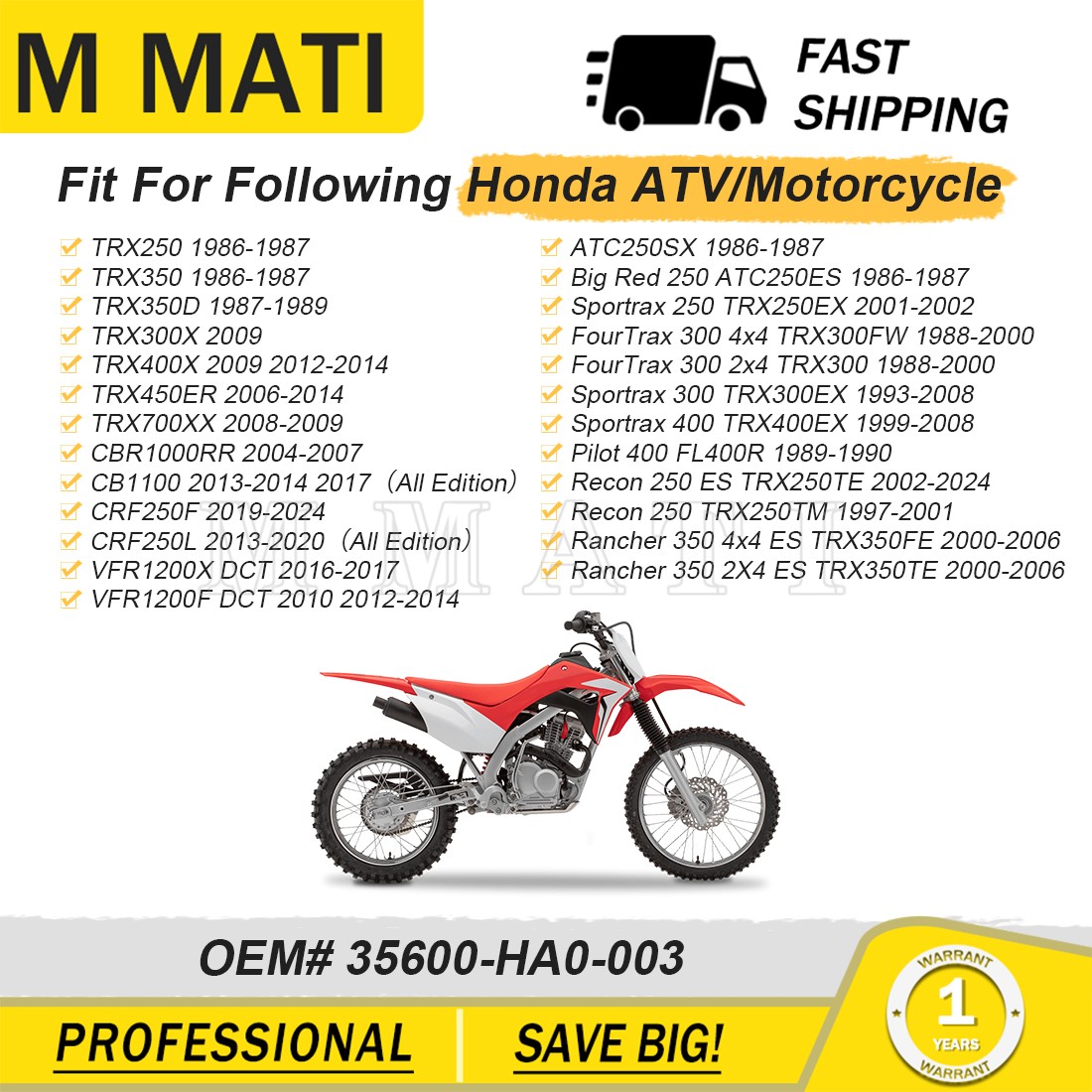 Neutral Switch Sensor For Honda TRX250EX TRX300EX TRX400EX TRX300FW TRX350FE/TE