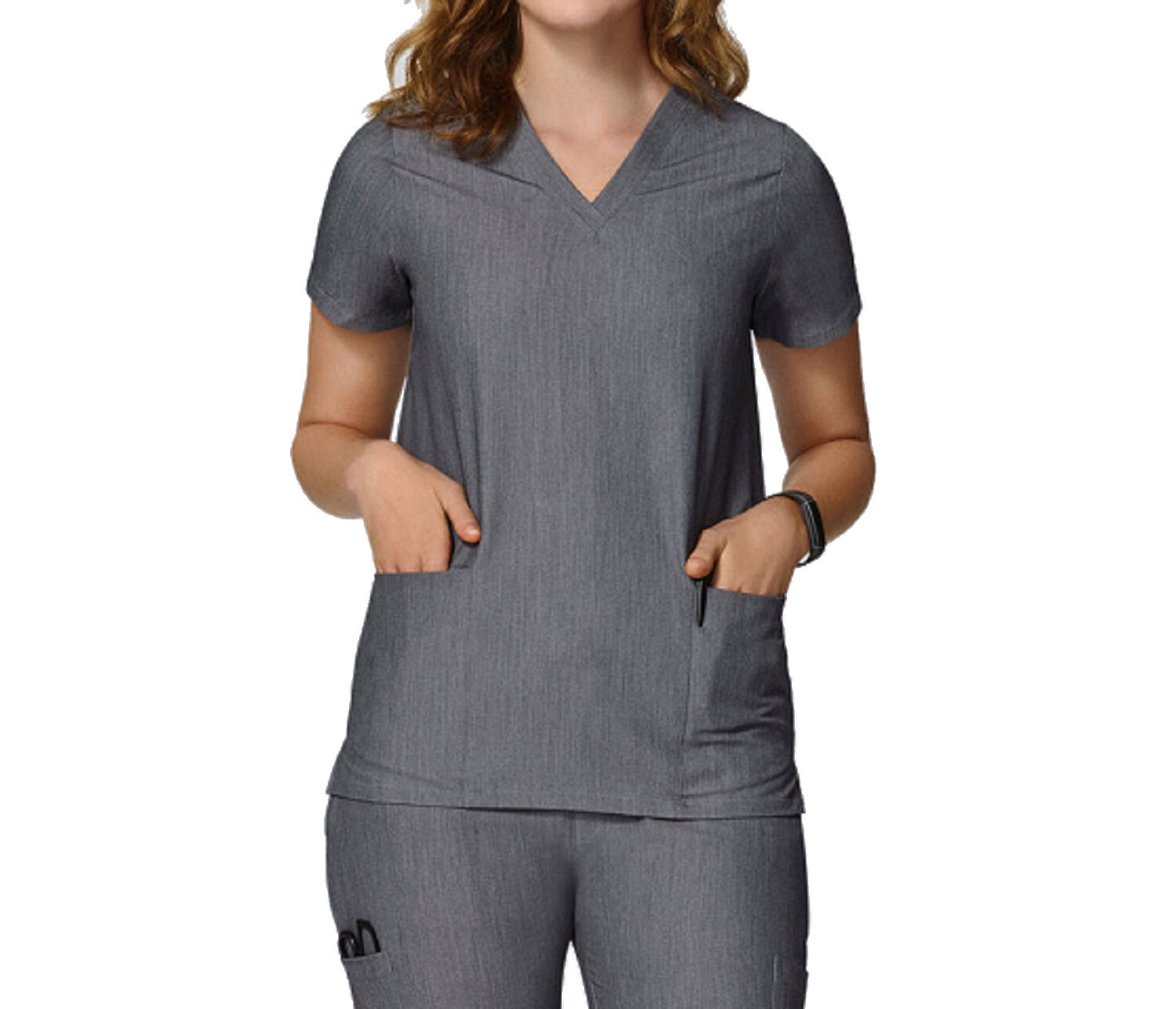 Women Scrub Top V Neck 2 Front Pockets Mandala TOP ONLY