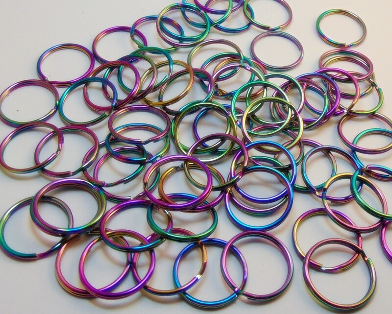 Iridescent Split Key Rings 25mm 1" diameter Shimmery Rainbow Color Chroma