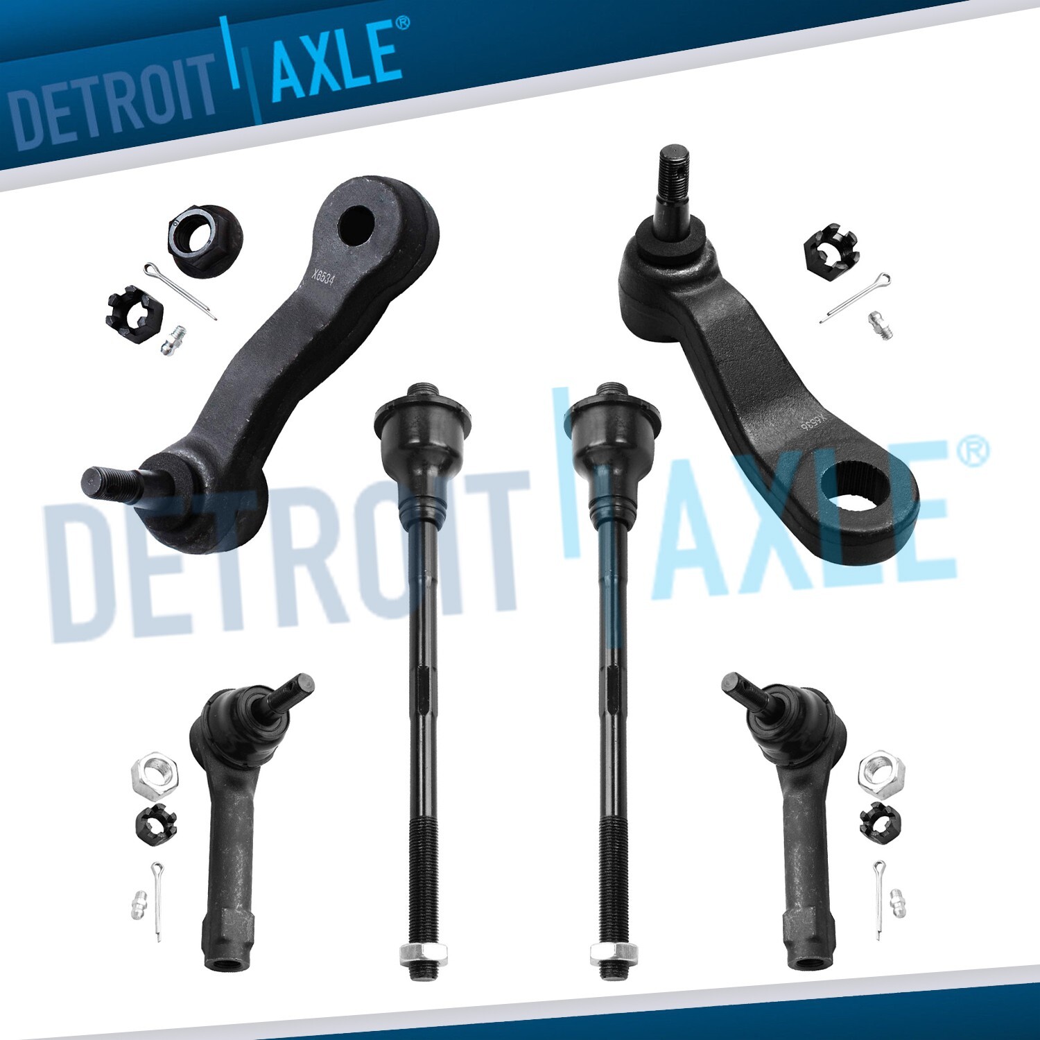 6pc Inner Outer Tie Rod + Idler Arm Pitman Arm for Chevy Silverado Sierra 1500