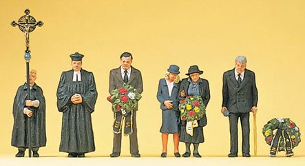Preiser 10519 HO Scale Pedestrians -- Protestant Funeral pkg(6)