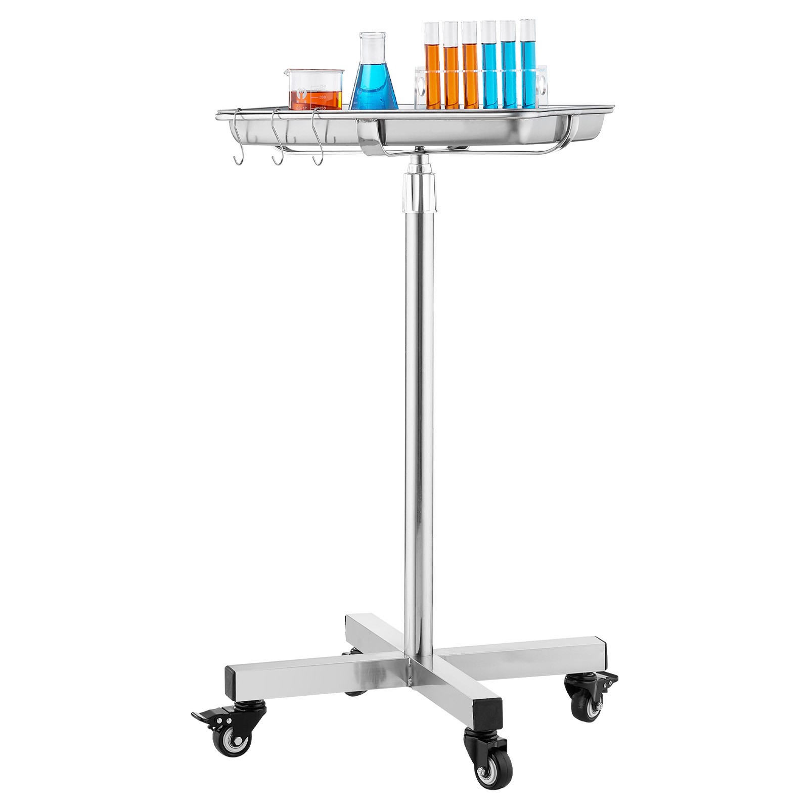 Mobile Mayo Stand Stainless Steel Mayo Tray 25.2"-39.8" with Removable Tray