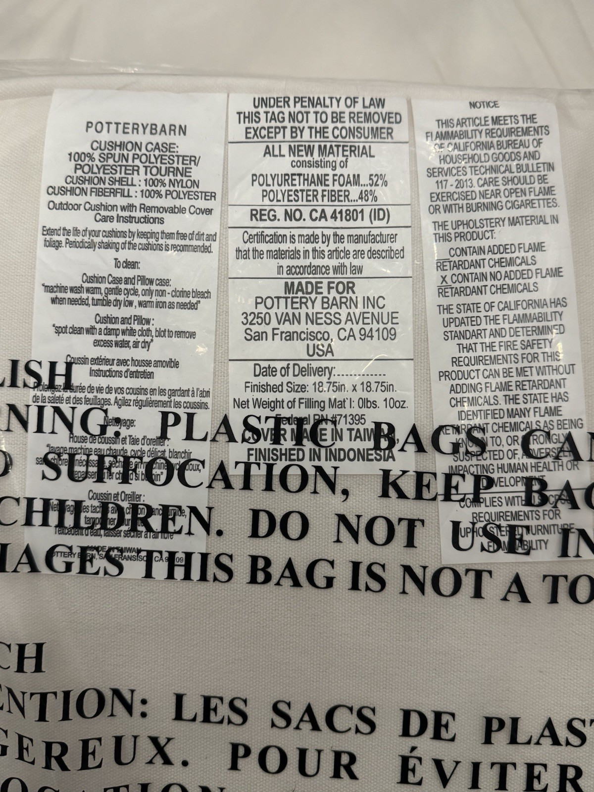 1 POTTERY BARN Piped Universal Outdoor Dining Chair Cushion Natural-New