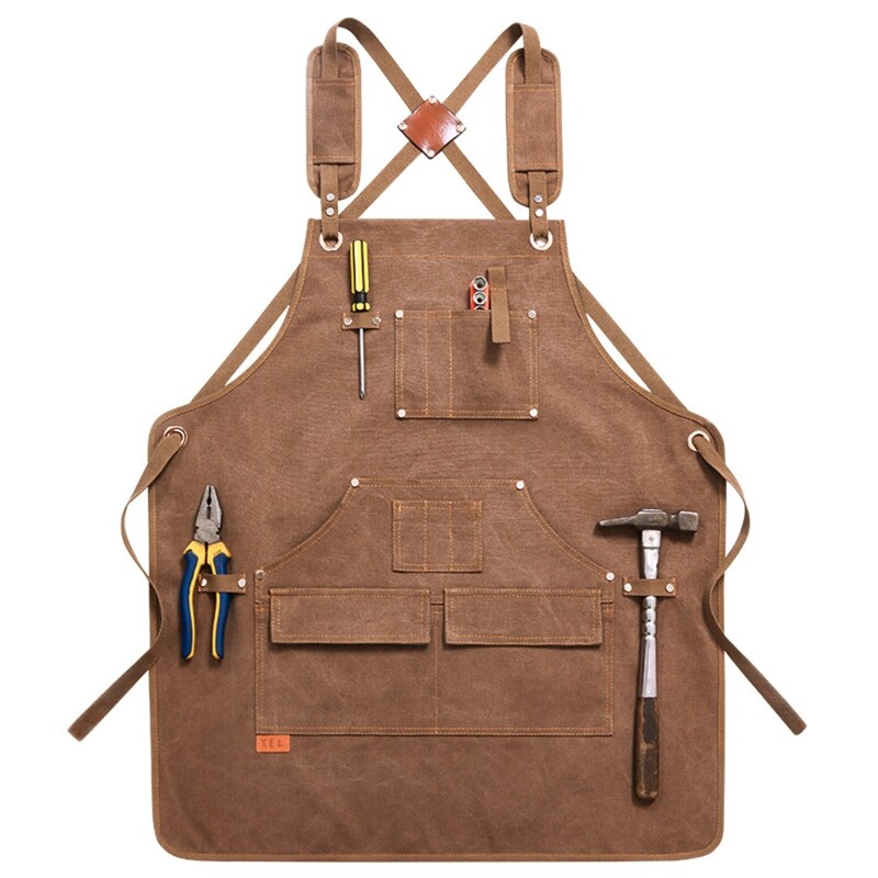 Handmade Adjustables Apron Jeans Working Apron with NeckStraps Tool Pocket