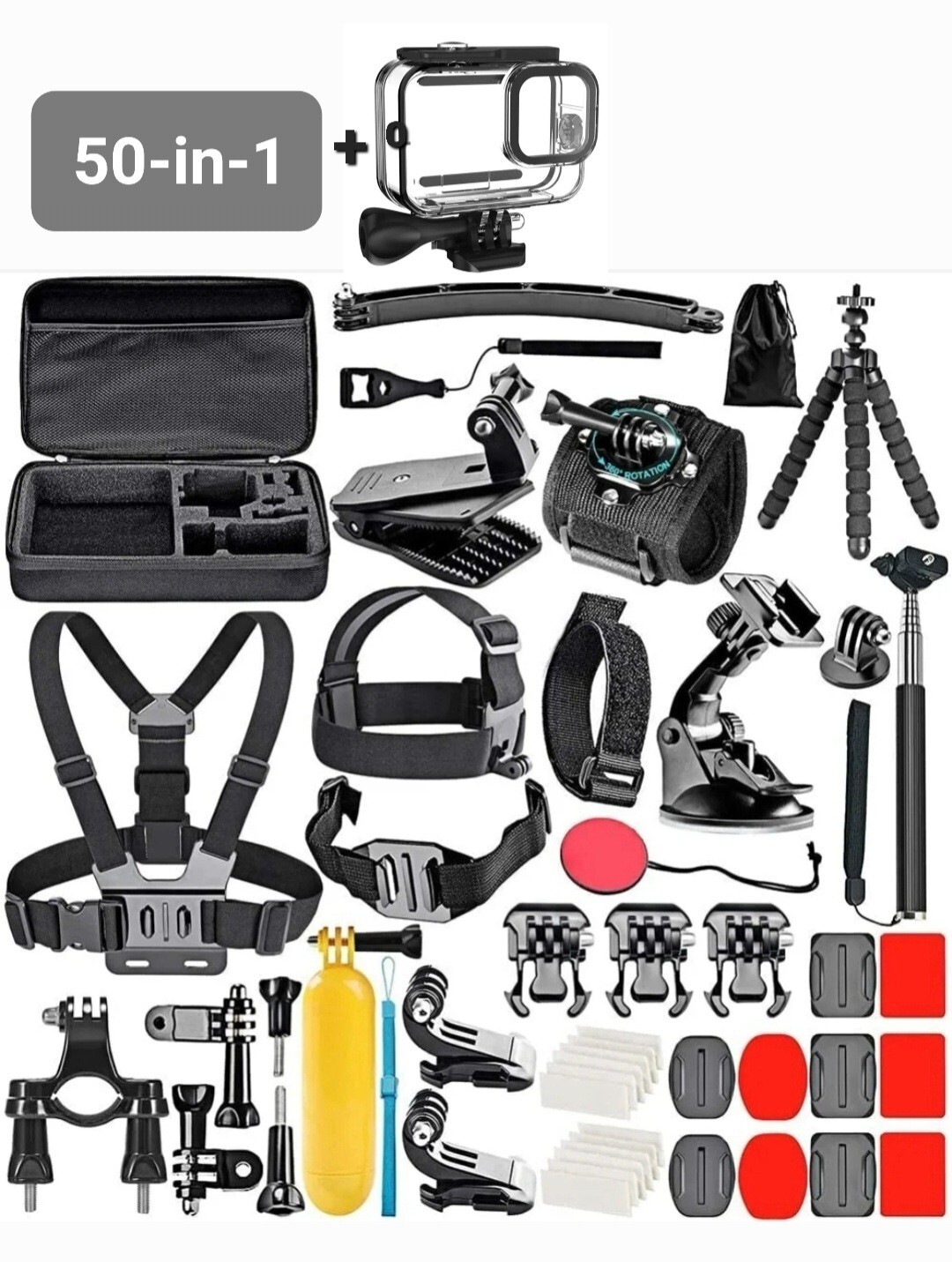 50-in-1 + Waterproof Case for Gopro Hero 12 11 10 9 Action Camera Accessory Kit
