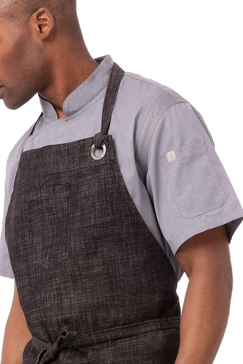 Chef Works Unisex Corvallis Bib Apron Black 40"L X 39"W - New
