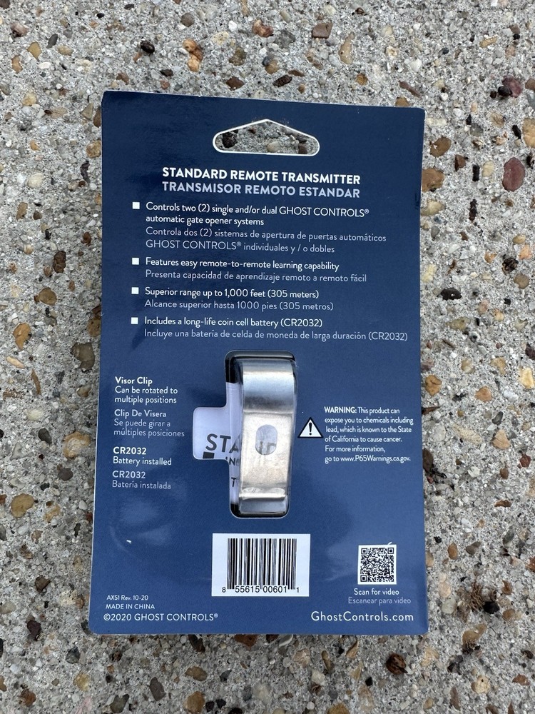 NEW!! GHOST CONTROLS AXS1 3 BUTTON TRANSMITTER REMOTE CONTROL FOR GATE OPENERS