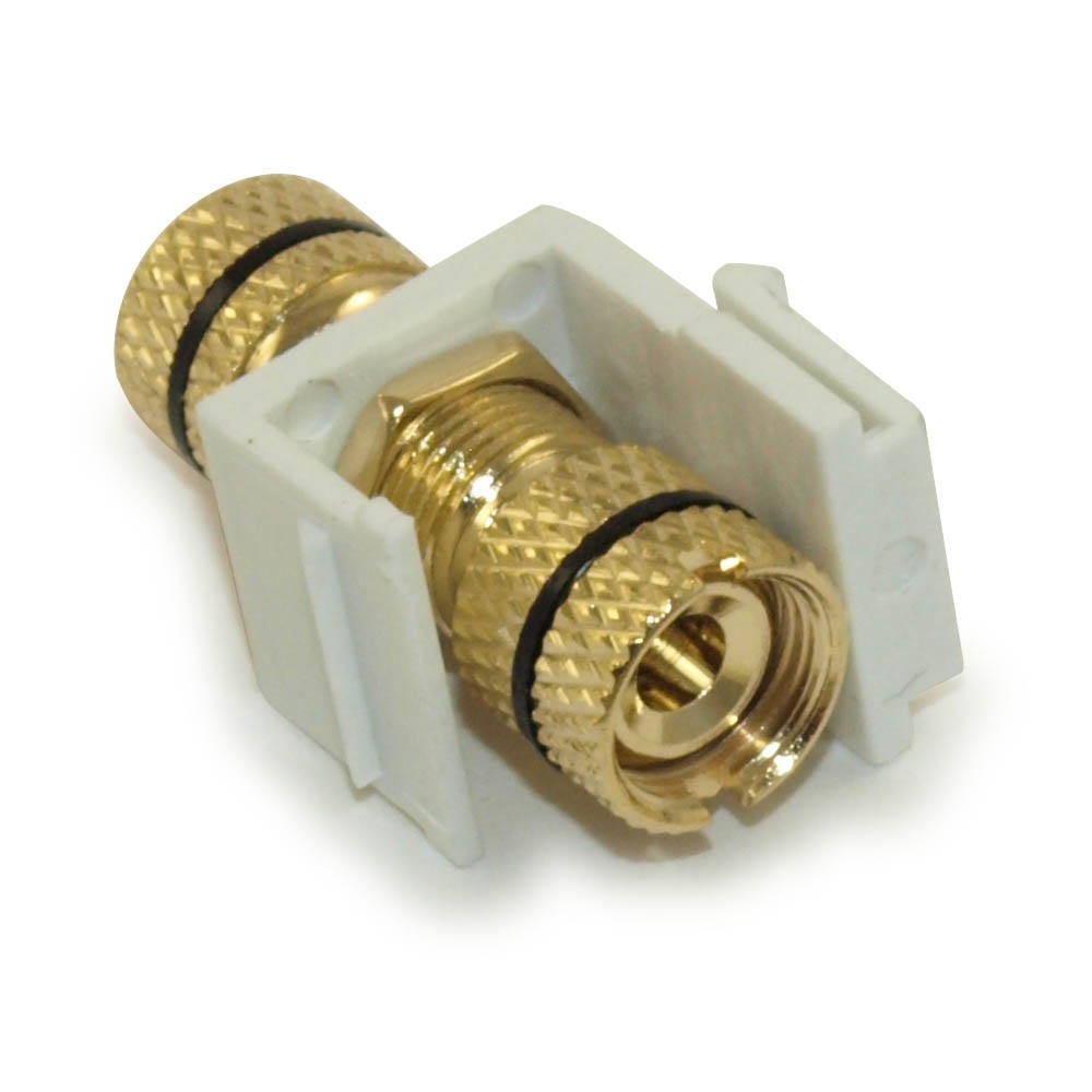 Keystone Jack Insert/Coupler: Speaker Banana Plug type w/BLACK Ring White