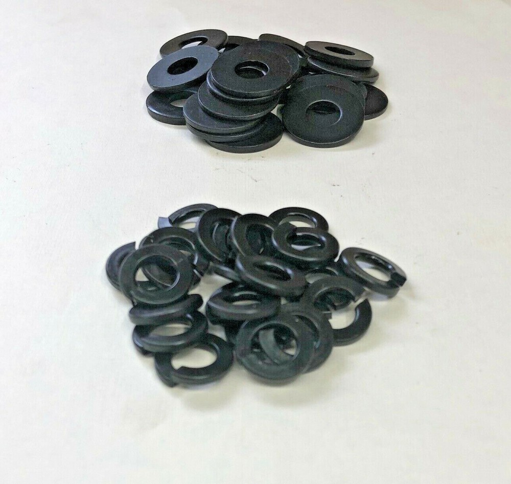 (25/each) 3/8" FLAT & LOCK Washers BLACK OXIDE Kit 3/8 SAE Split set holding