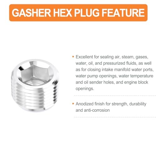 Pcs 3/8NPT Aluminium Pipe Plug Fitting Internal Hex Thread Socket 3/8" NPT 4