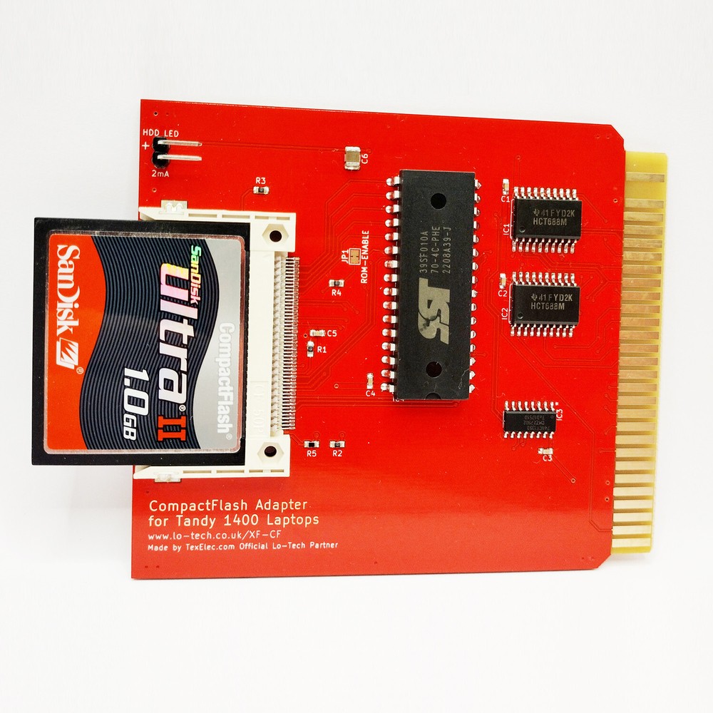 Assembled Tested & Working Lo-tech XT-CF Adapter for Tandy 1400 Laptops