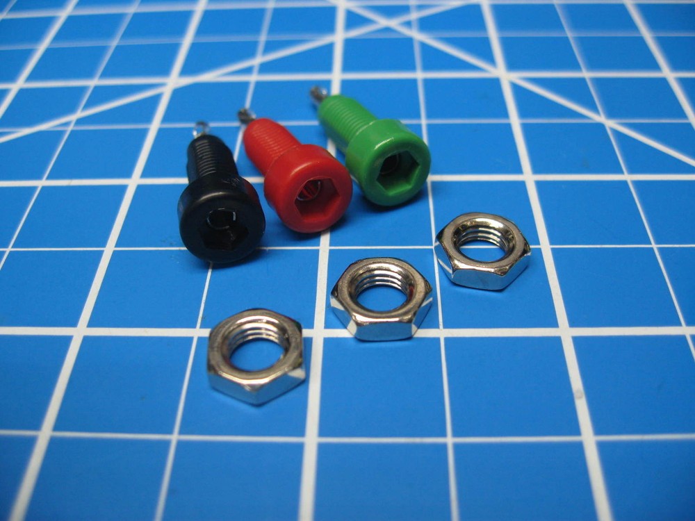 Johnson Cinch - Pin Tip Jack - Surface Mount - .080"/2mm 3pc Red/Black/Green