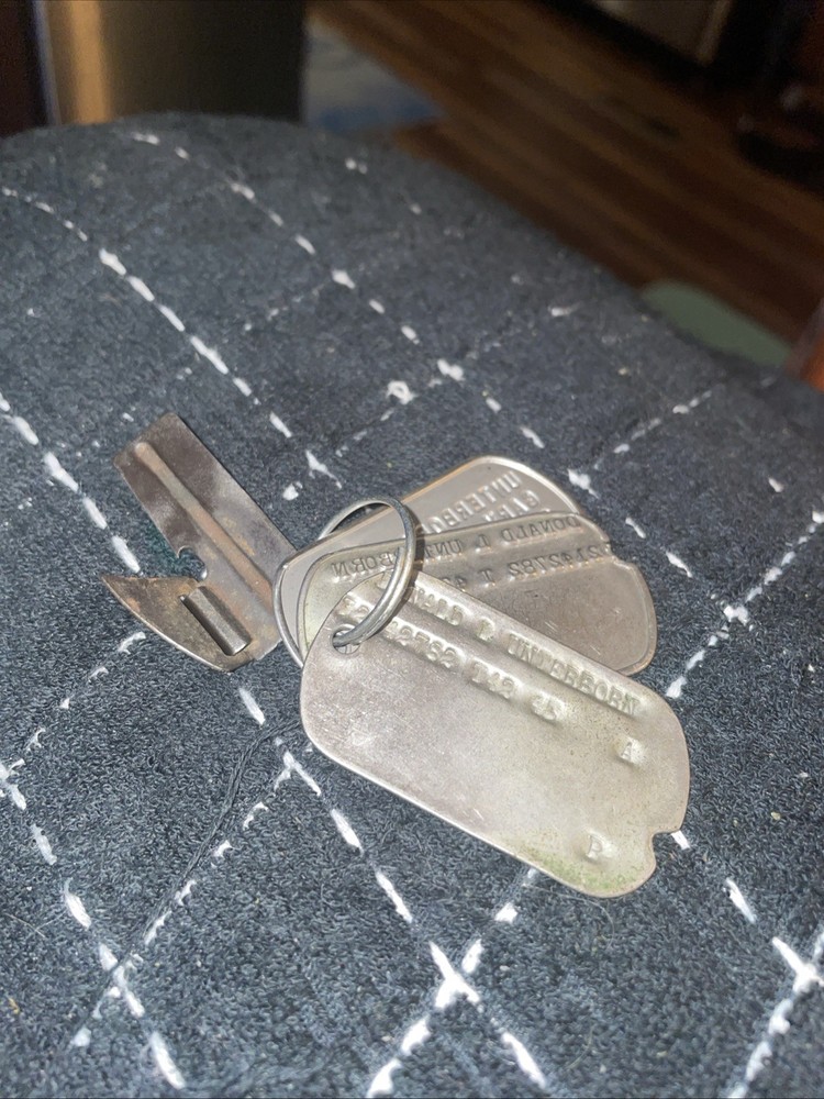 2 WW2 And 1 Vietnam Dog tags +ww2canopener Father +son