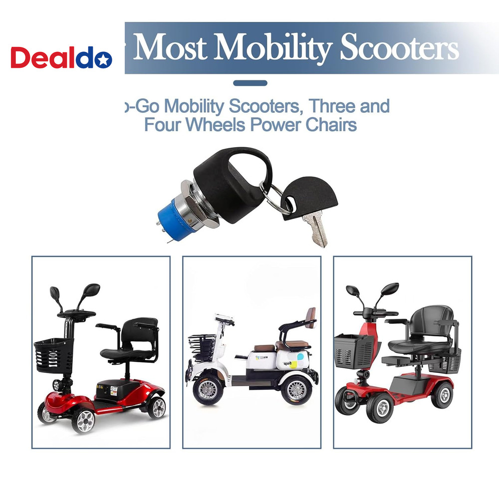 Mobility Scooter Key Switch, Ignition Starter on off Switch Lock, Electric Vehic