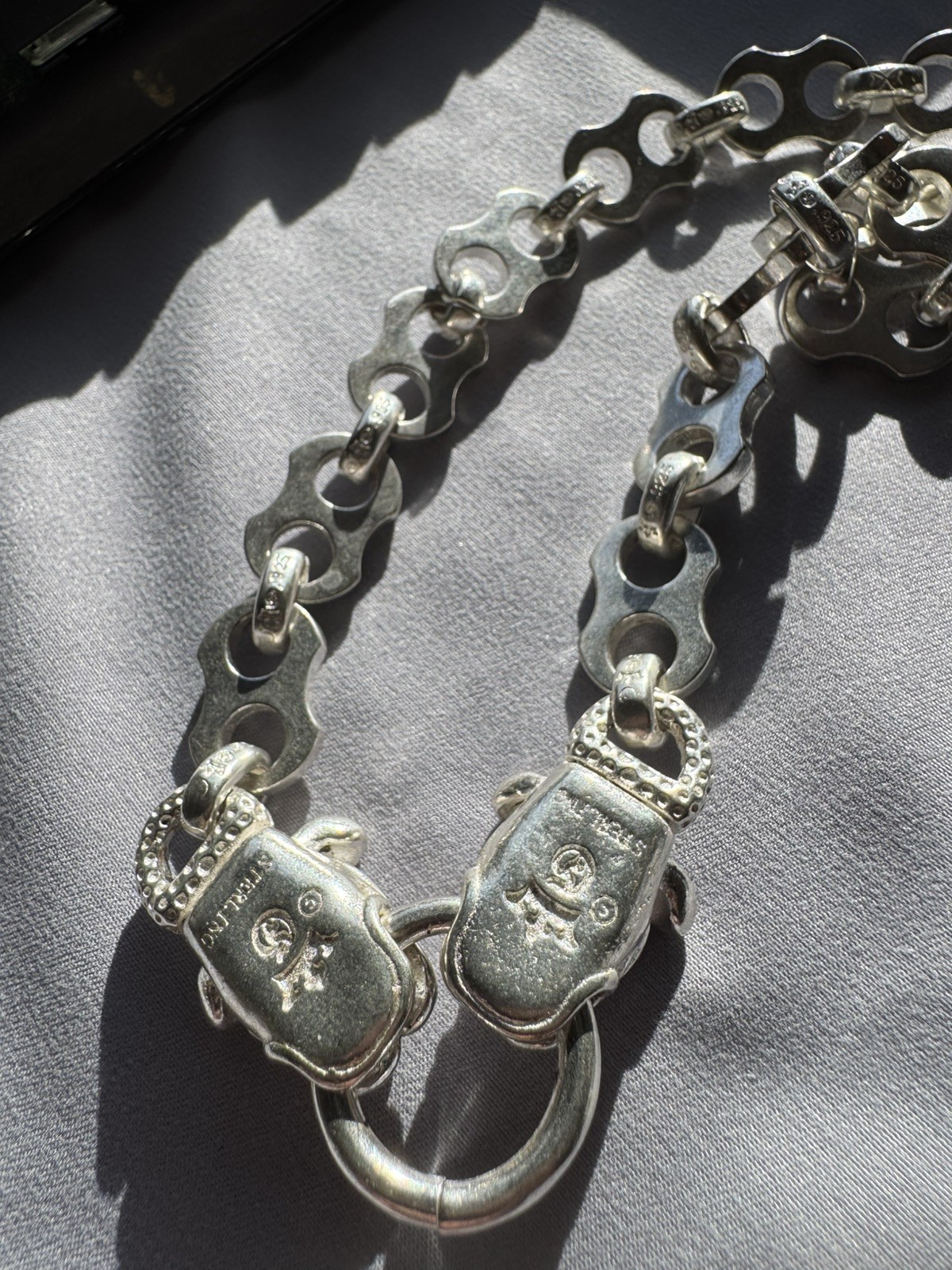 Mens 925 Sterling Silver Necklace Heavy Streetwear Style