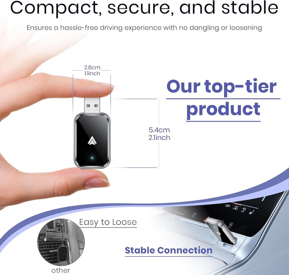 Wireless Android Auto Adapter for Android, Convert Wired to Wireless, Mini Size