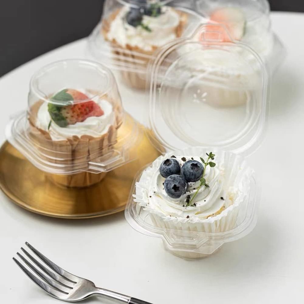 50 Pcs Cupcake Boxes Plastic Individual Cupcake Containers Single Cupcake Boxes