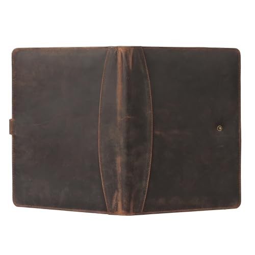 Leather Portfolio Folder with Button Closure | Business Distressed Tan