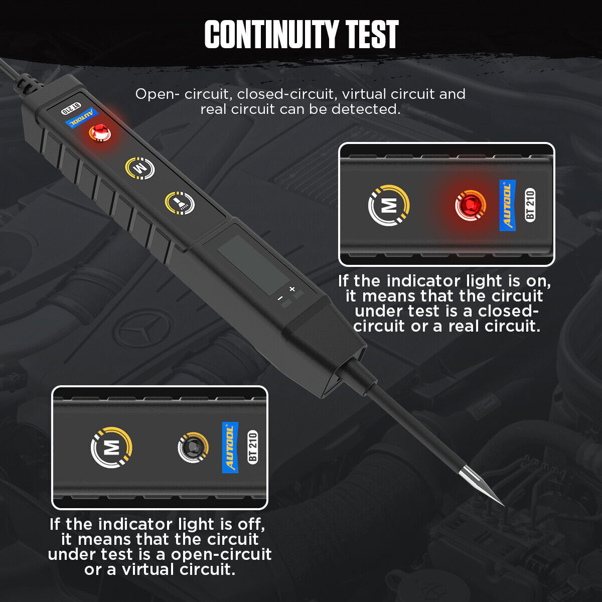 Circuit Tester 9-30v Dc Automotive Test Light Bidirectional Voltage Fuse Tester