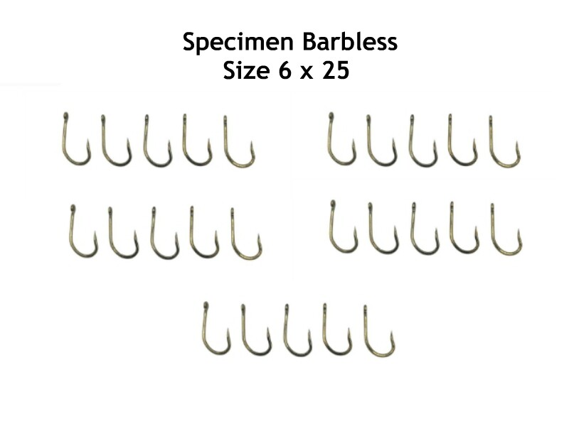 Barbless Carp Specimen Hooks Size 6 - Pack 25